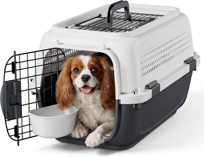 18 Inch Hard-Sided Dog Cat Carrier, Grey