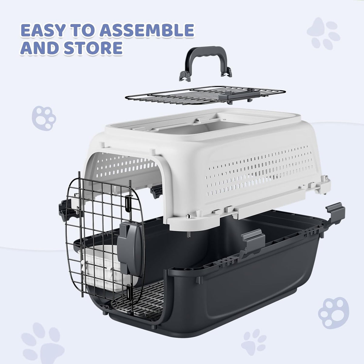 18 Inch Hard-Sided Dog Cat Carrier, Grey