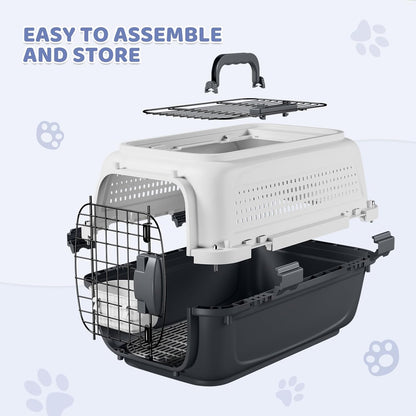 18 Inch Hard-Sided Dog Cat Carrier, Grey