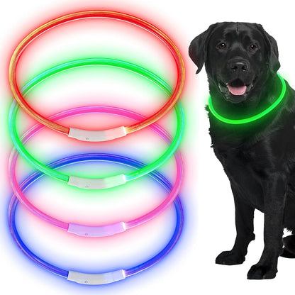 4 Pcs LED Dog Collars, USB Rechargeable, Classic Style, 4 Colors