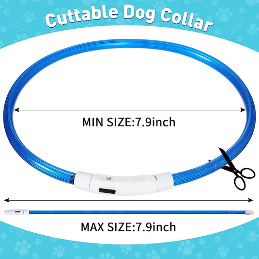 4 Pcs LED Dog Collars, USB Rechargeable, Classic Style, 4 Colors