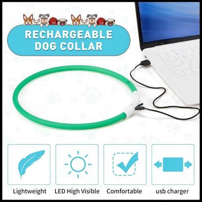 4 Pcs LED Dog Collars, USB Rechargeable, Classic Style, 4 Colors