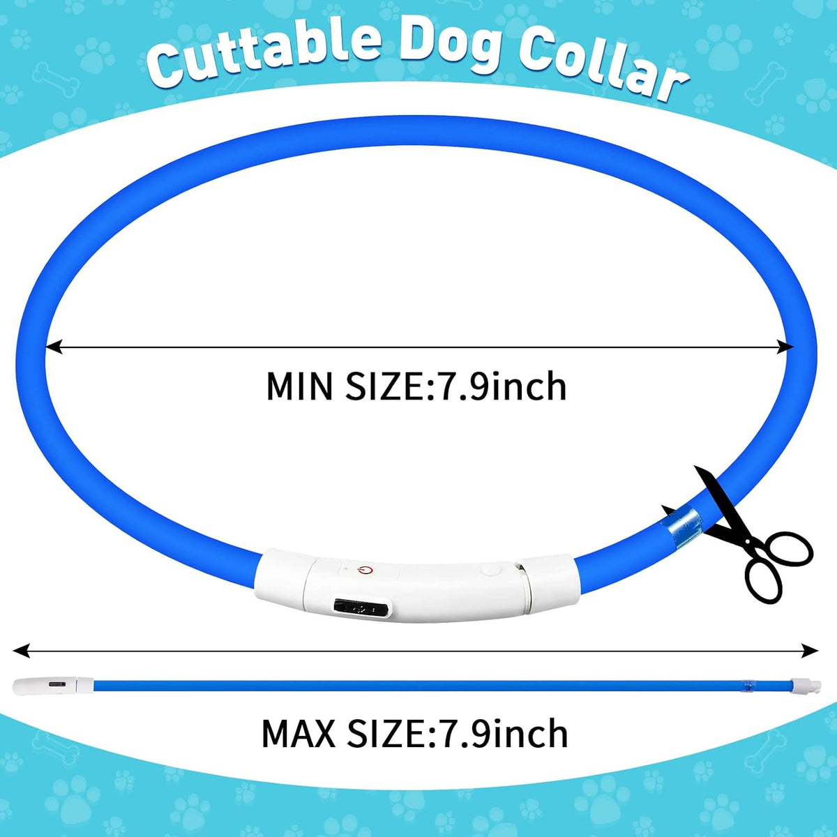 4 Pcs LED Dog Collars, USB Rechargeable, Classic Style, 4 Colors