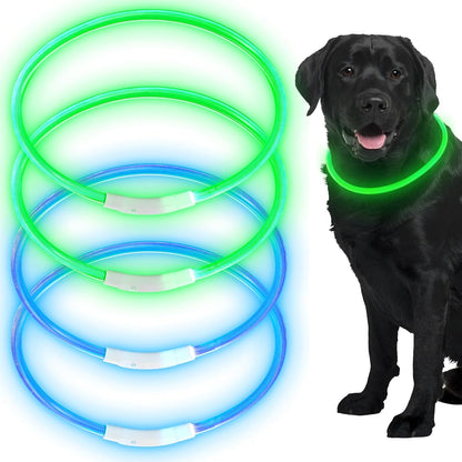 4 Pcs LED Dog Collars, USB Rechargeable, Classic Style, 4 Colors