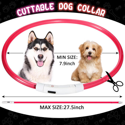 4 Pcs LED Dog Collars, USB Rechargeable, Classic Style, 4 Colors