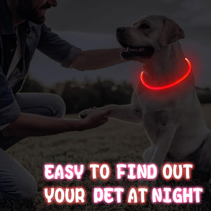4 Pcs LED Dog Collars, USB Rechargeable, Classic Style, 4 Colors