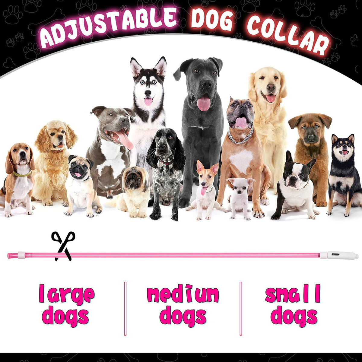 4 Pcs LED Dog Collars, USB Rechargeable, Classic Style, 4 Colors