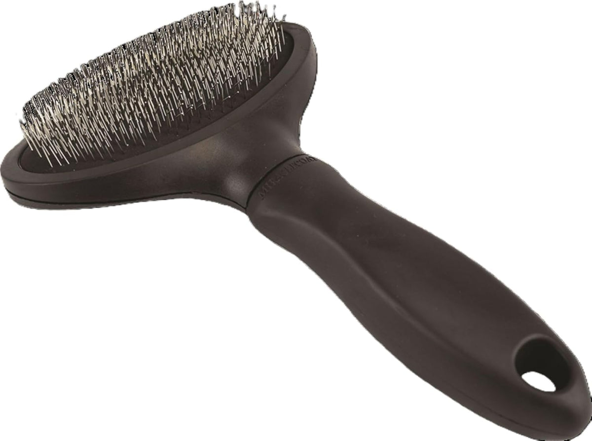 Small Slicker Brush for Dogs and Cats | Grooming Brush Removes Loose Undercoat, Reduce Shedding and Matting, Flexible Pins Protect Skin, Ergonomic & Cushioned Handle