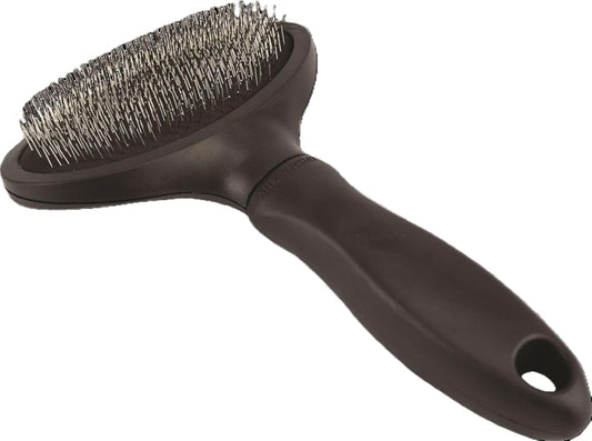 Small Slicker Brush for Dogs and Cats | Grooming Brush Removes Loose Undercoat, Reduce Shedding and Matting, Flexible Pins Protect Skin, Ergonomic & Cushioned Handle