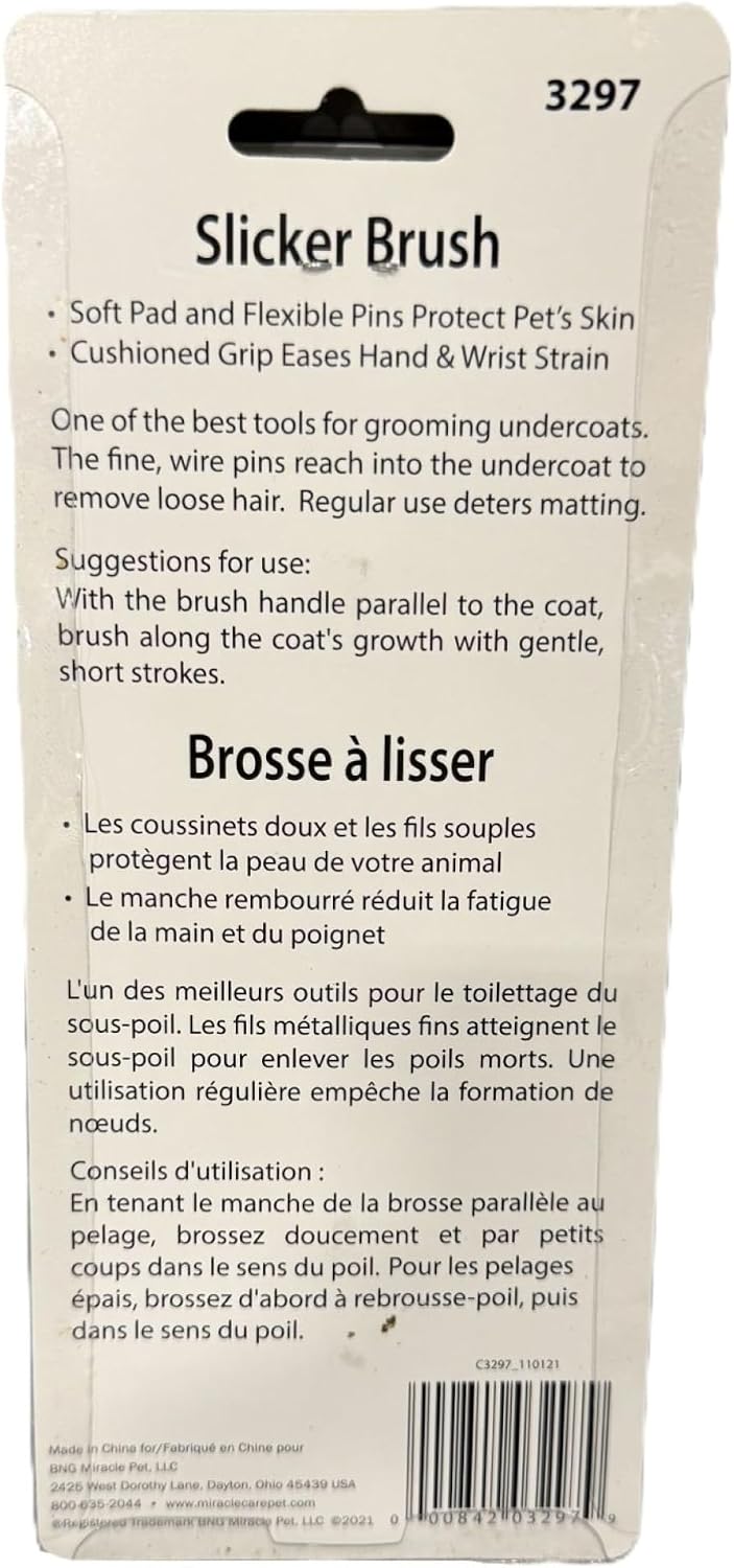 Small Slicker Brush for Dogs and Cats | Grooming Brush Removes Loose Undercoat, Reduce Shedding and Matting, Flexible Pins Protect Skin, Ergonomic & Cushioned Handle