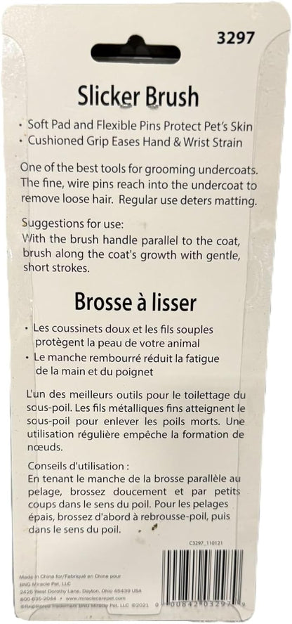 Small Slicker Brush for Dogs and Cats | Grooming Brush Removes Loose Undercoat, Reduce Shedding and Matting, Flexible Pins Protect Skin, Ergonomic & Cushioned Handle
