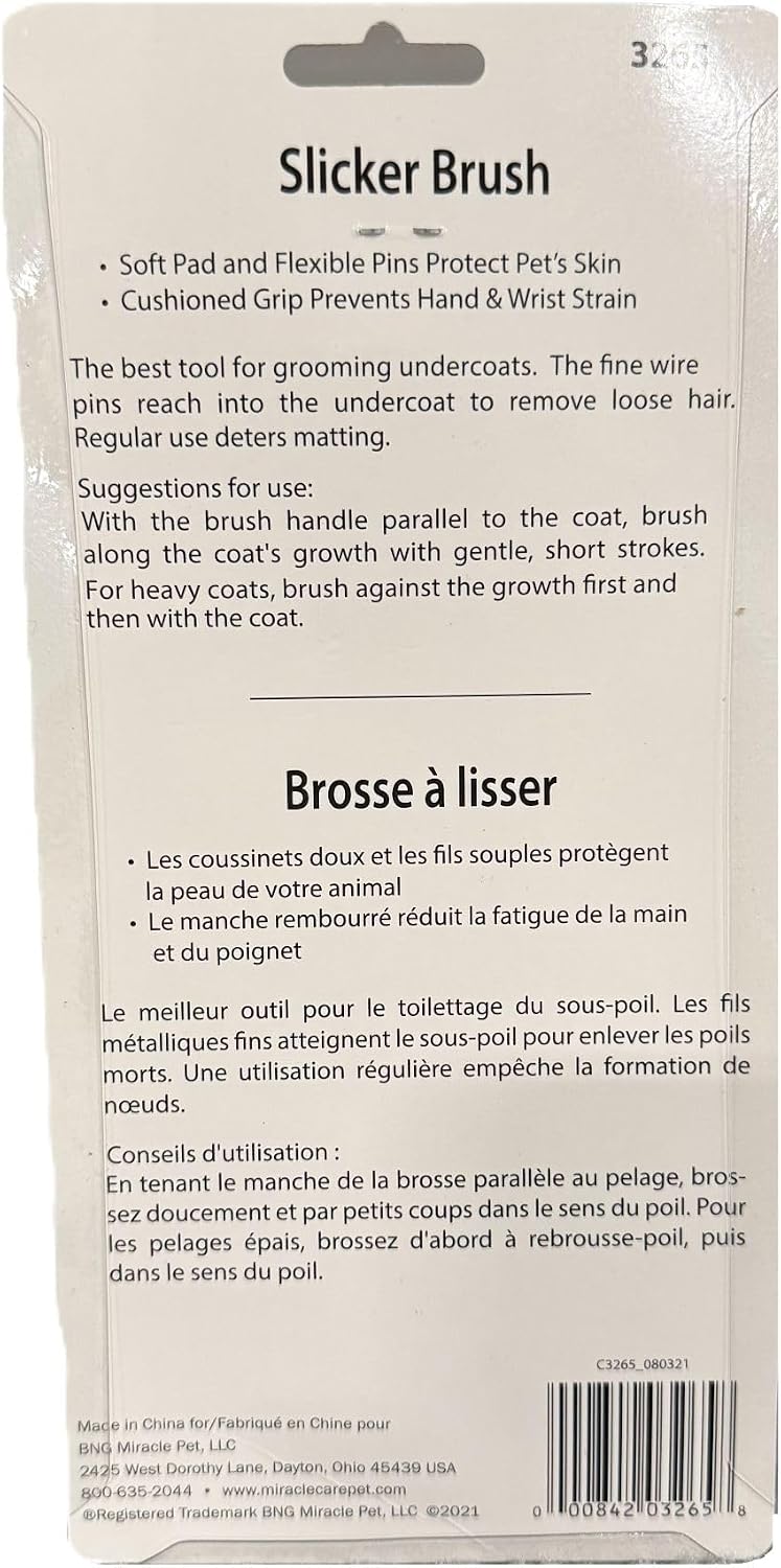 Small Slicker Brush for Dogs and Cats | Grooming Brush Removes Loose Undercoat, Reduce Shedding and Matting, Flexible Pins Protect Skin, Ergonomic & Cushioned Handle