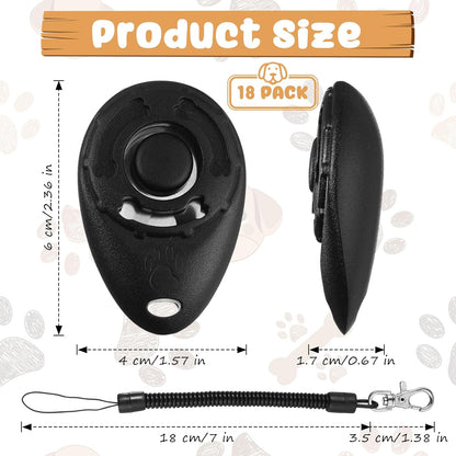 18 Pcs Dog Training Clicker with Wrist Strap for Pets, Multicolor