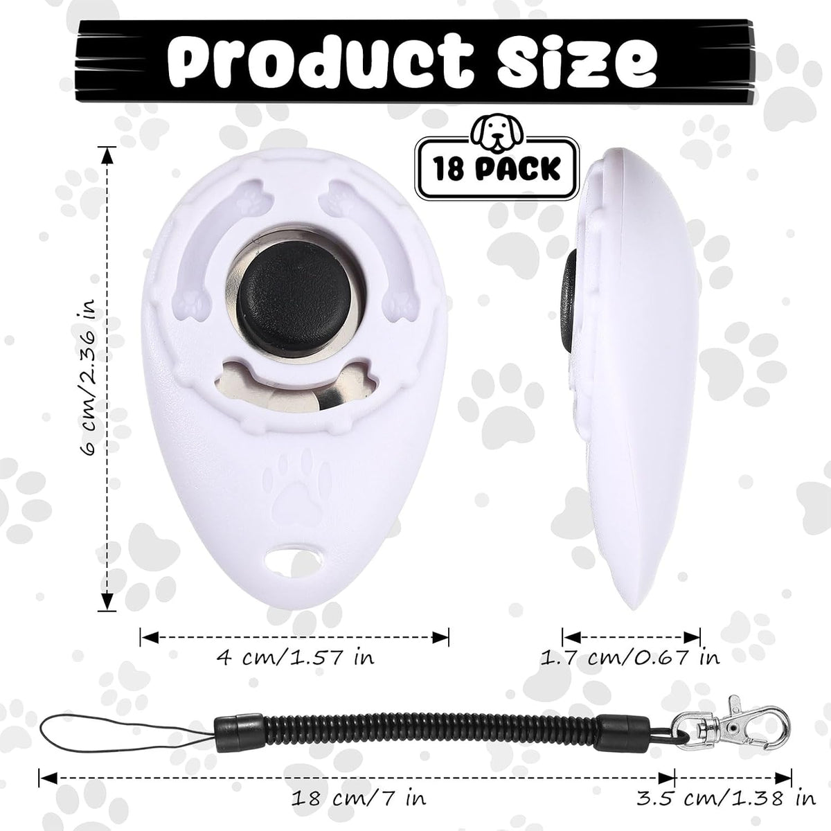 18 Pcs Dog Training Clicker with Wrist Strap for Pets, Multicolor