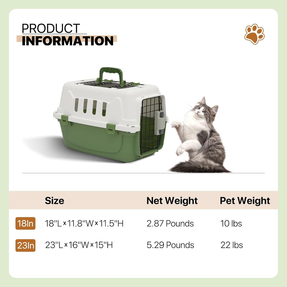 Athena Collection 18" Hard-Sided Travel Pet Carrier for Small Dogs and Cats