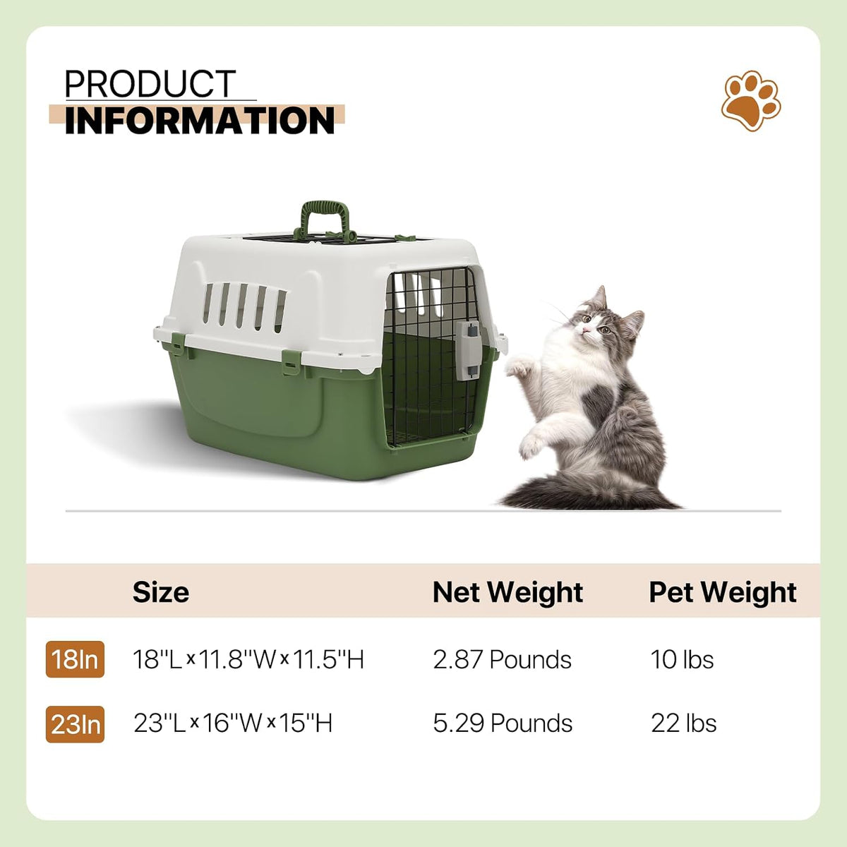 Athena Collection 18" Hard-Sided Travel Pet Carrier for Small Dogs and Cats