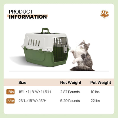 Athena Collection 18" Hard-Sided Travel Pet Carrier for Small Dogs and Cats
