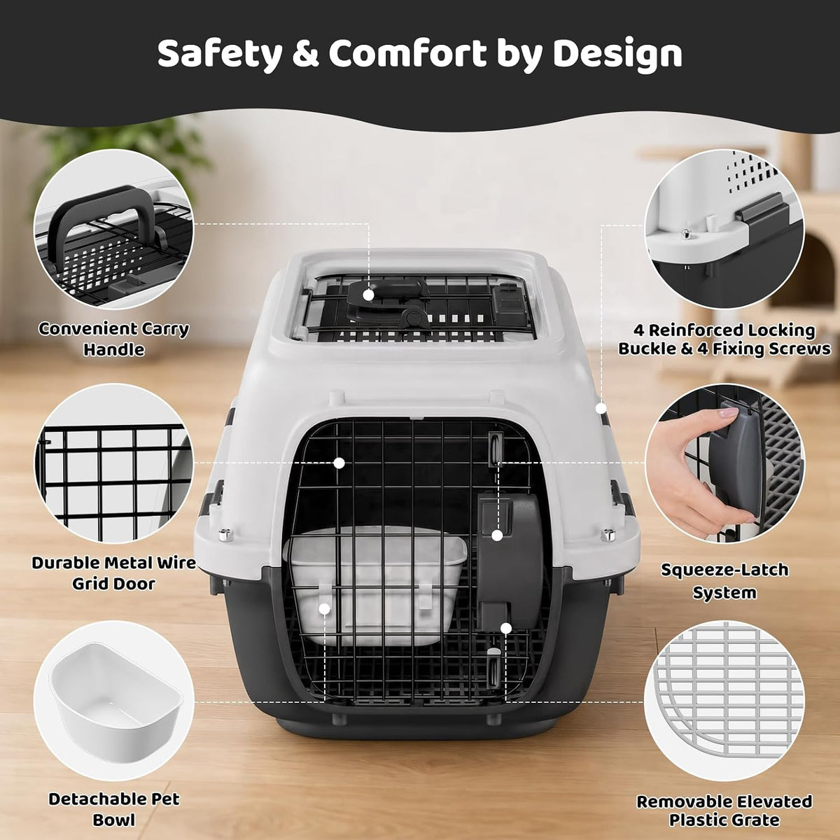 Athena Collection 18" Hard-Sided Travel Pet Carrier for Small Dogs and Cats
