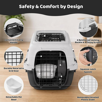 Athena Collection 18" Hard-Sided Travel Pet Carrier for Small Dogs and Cats