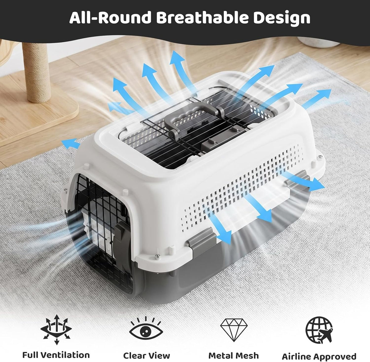 Athena Collection 18" Hard-Sided Travel Pet Carrier for Small Dogs and Cats