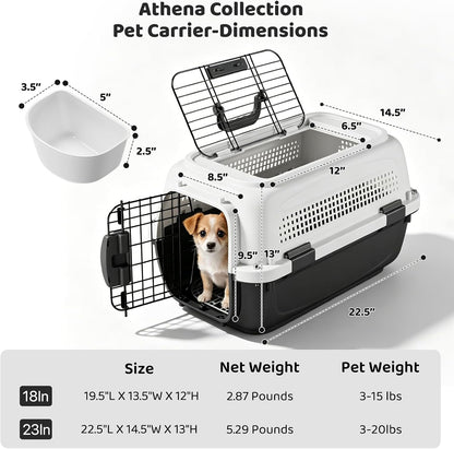 Athena Collection 18" Hard-Sided Travel Pet Carrier for Small Dogs and Cats
