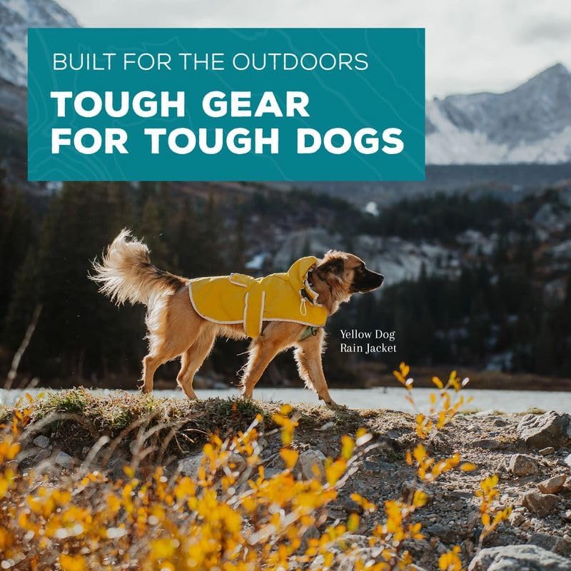 Dog Jacket Waterproof Raincoat with Breathable Interior, Removable Hood, Torso Strap, Secure Closures, Back Pocket and Two Hanging Loops, Foldable into Back Pocket