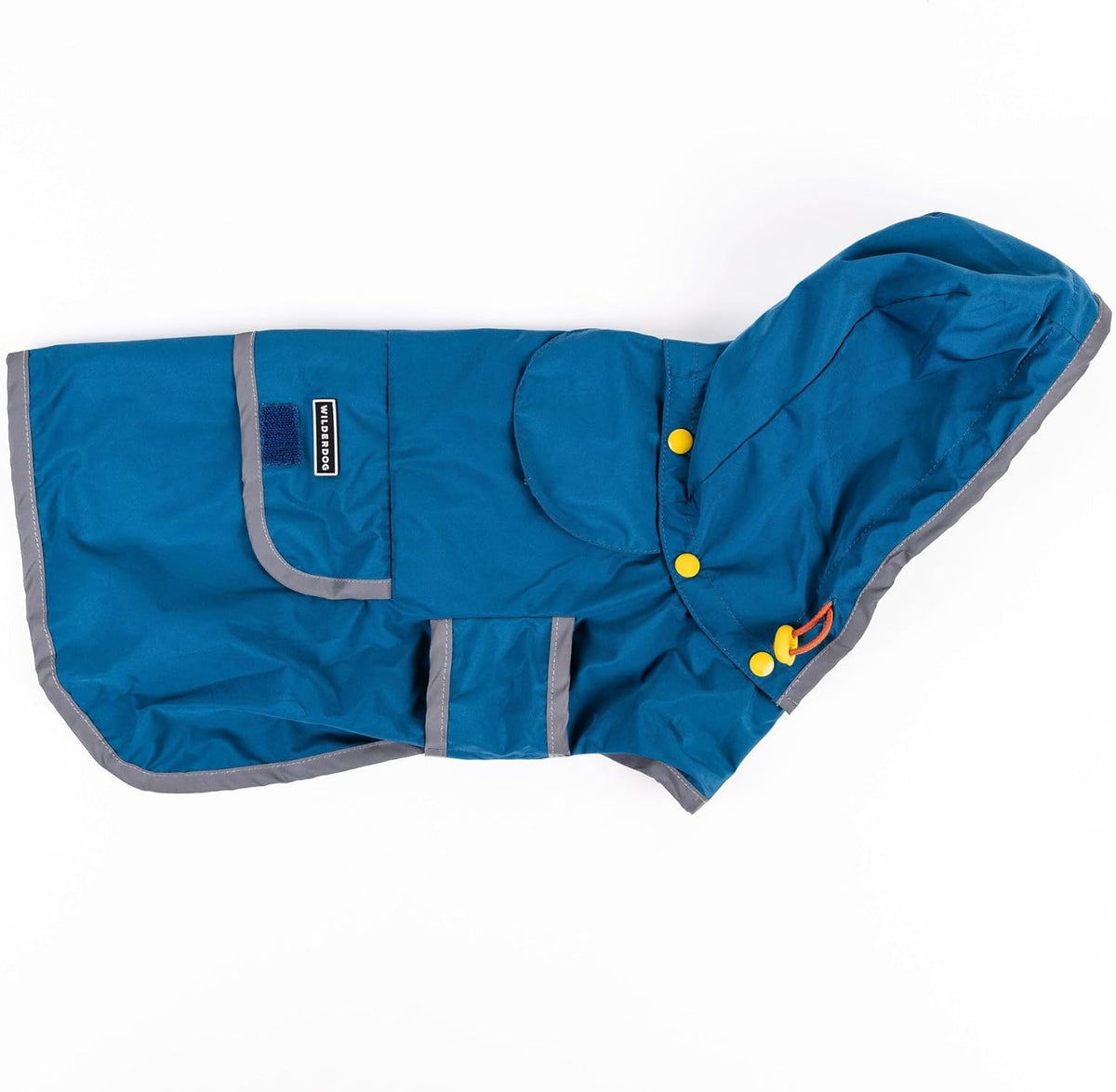 Dog Jacket Waterproof Raincoat with Breathable Interior, Removable Hood, Torso Strap, Secure Closures, Back Pocket and Two Hanging Loops, Foldable into Back Pocket