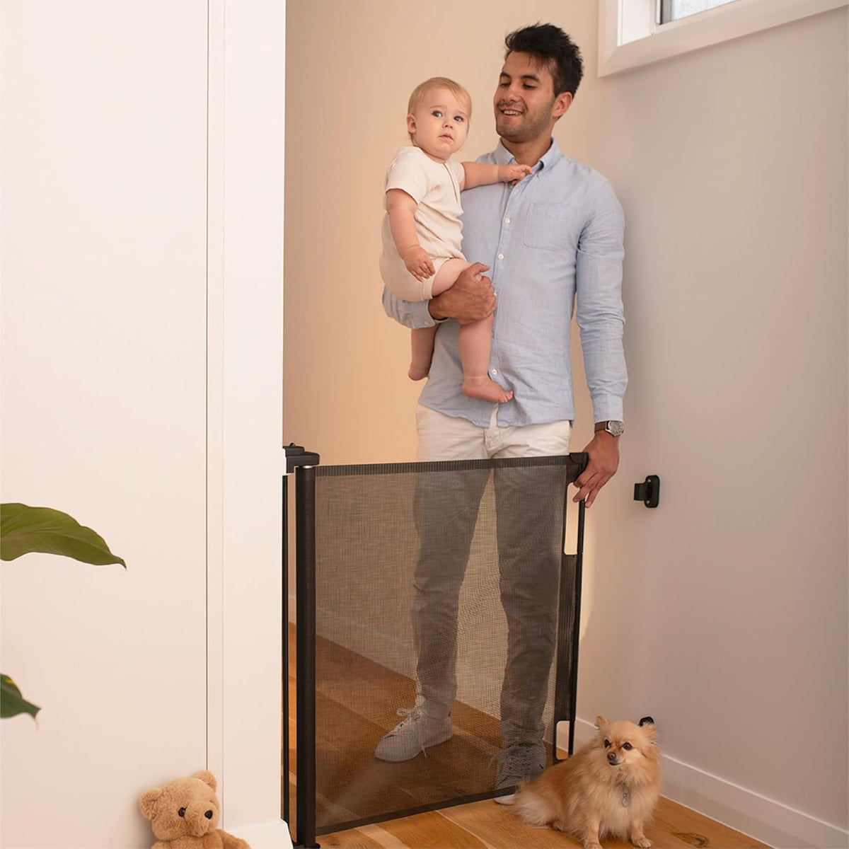 Retractable Baby Gate - Mesh Dog & Pet Gate for Stairs