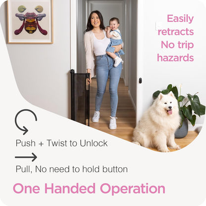 Retractable Baby Gate - Mesh Dog & Pet Gate for Stairs