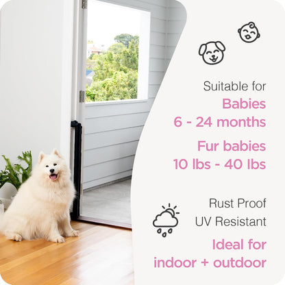 Retractable Baby Gate - Mesh Dog & Pet Gate for Stairs