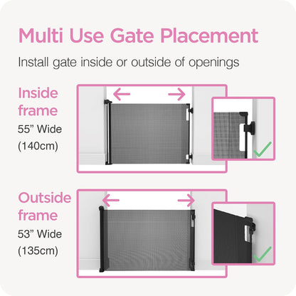 Retractable Baby Gate - Mesh Dog & Pet Gate for Stairs