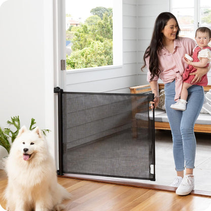 Retractable Baby Gate - Mesh Dog & Pet Gate for Stairs