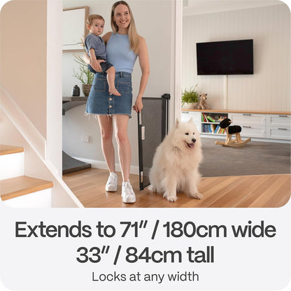 Retractable Baby Gate - Mesh Dog & Pet Gate for Stairs