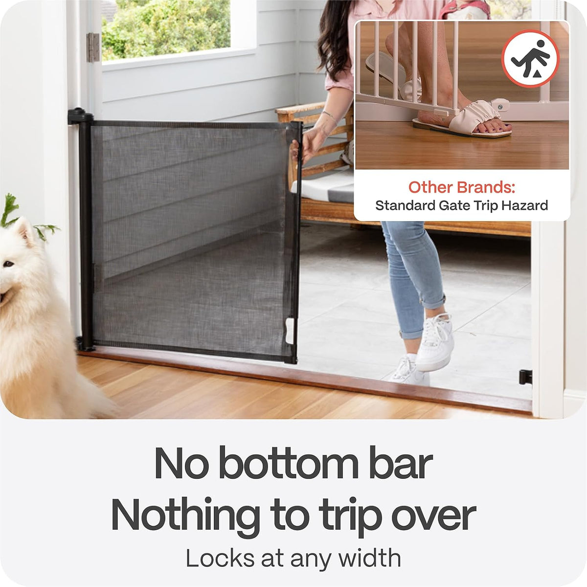 Retractable Baby Gate - Mesh Dog & Pet Gate for Stairs