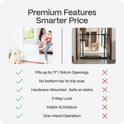 Retractable Baby Gate - Mesh Dog & Pet Gate for Stairs