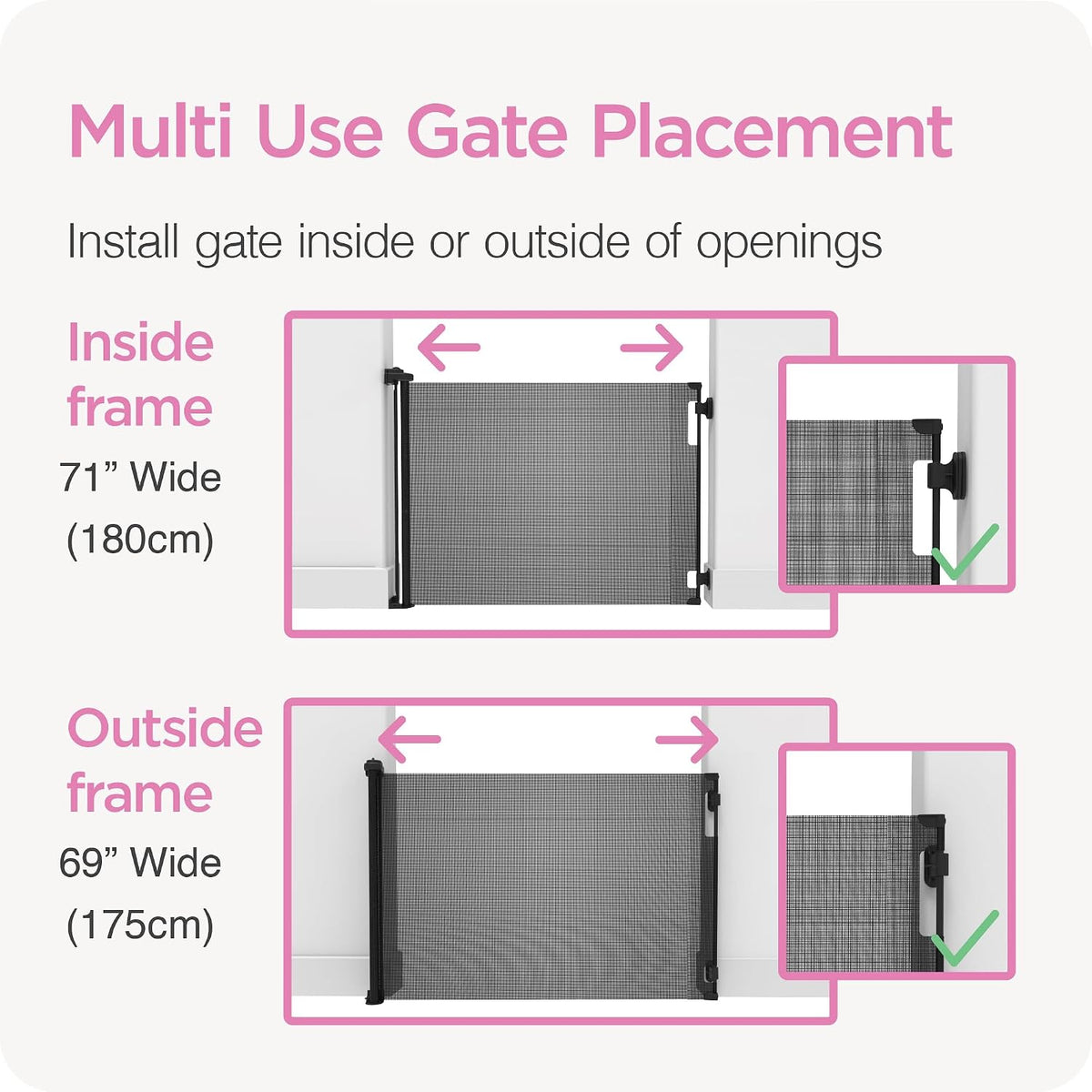 Retractable Baby Gate - Mesh Dog & Pet Gate for Stairs