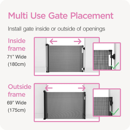 Retractable Baby Gate - Mesh Dog & Pet Gate for Stairs