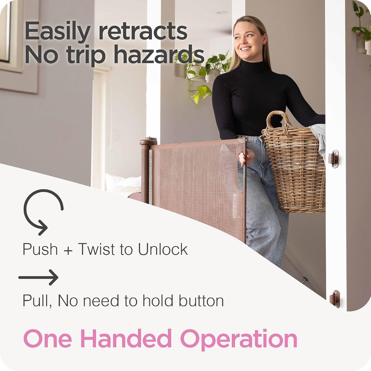 Retractable Baby Gate - Mesh Dog & Pet Gate for Stairs