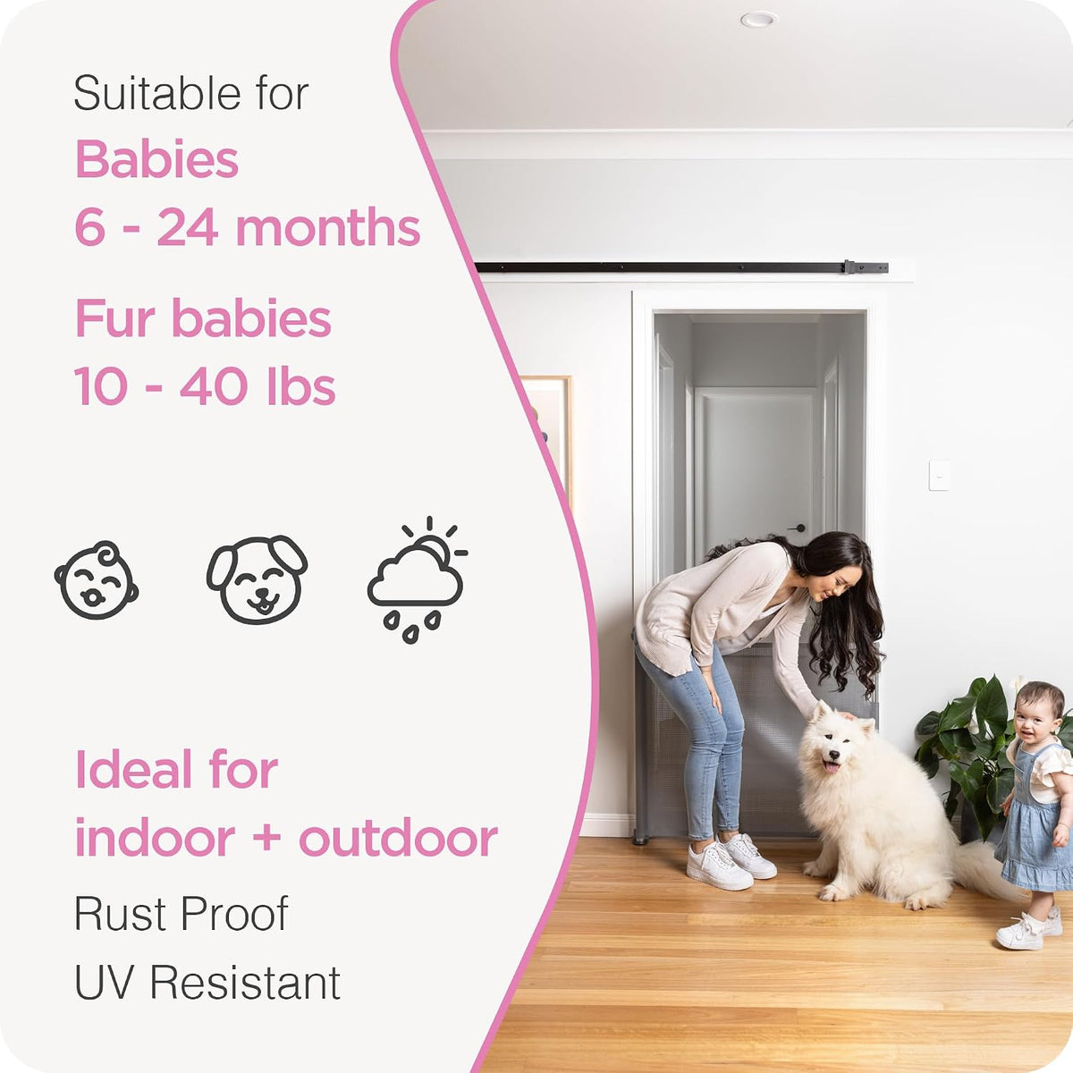 Retractable Baby Gate - Mesh Dog & Pet Gate for Stairs