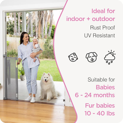 Retractable Baby Gate - Mesh Dog & Pet Gate for Stairs