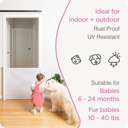 Retractable Baby Gate - Mesh Dog & Pet Gate for Stairs