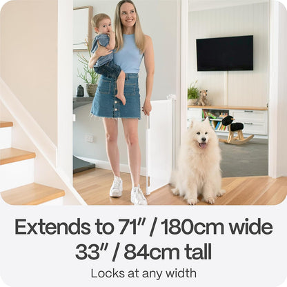 Retractable Baby Gate - Mesh Dog & Pet Gate for Stairs