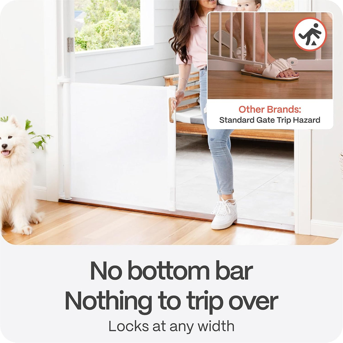 Retractable Baby Gate - Mesh Dog & Pet Gate for Stairs