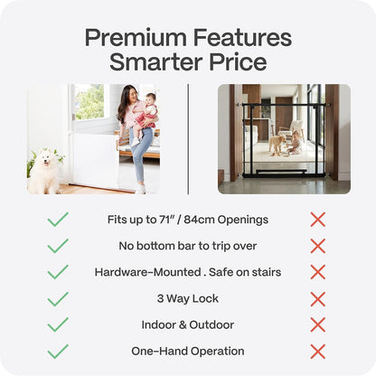 Retractable Baby Gate - Mesh Dog & Pet Gate for Stairs