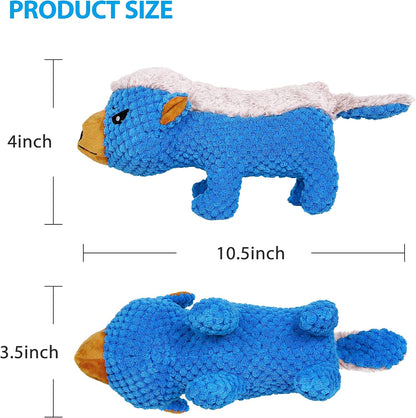 Dog Plush Toys for Aggressive Chewers, Indestructible Dog Squeaky Toys with Crinkle Paper, Durable Teething Chew Toys for Medium and Large Breed (Grey)