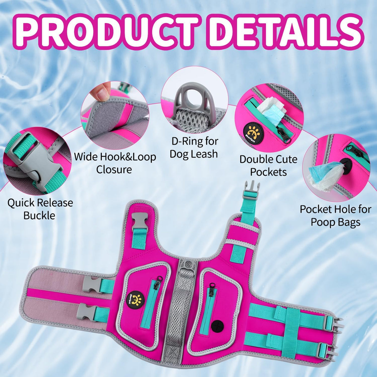 Dog Life Jacket, Good Visibility Pet Swimming Vest for Boating XL