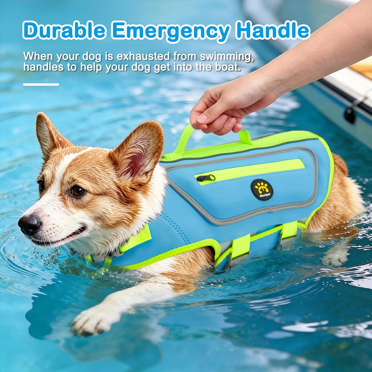 Dog Life Jacket, Good Visibility Pet Swimming Vest for Boating XL