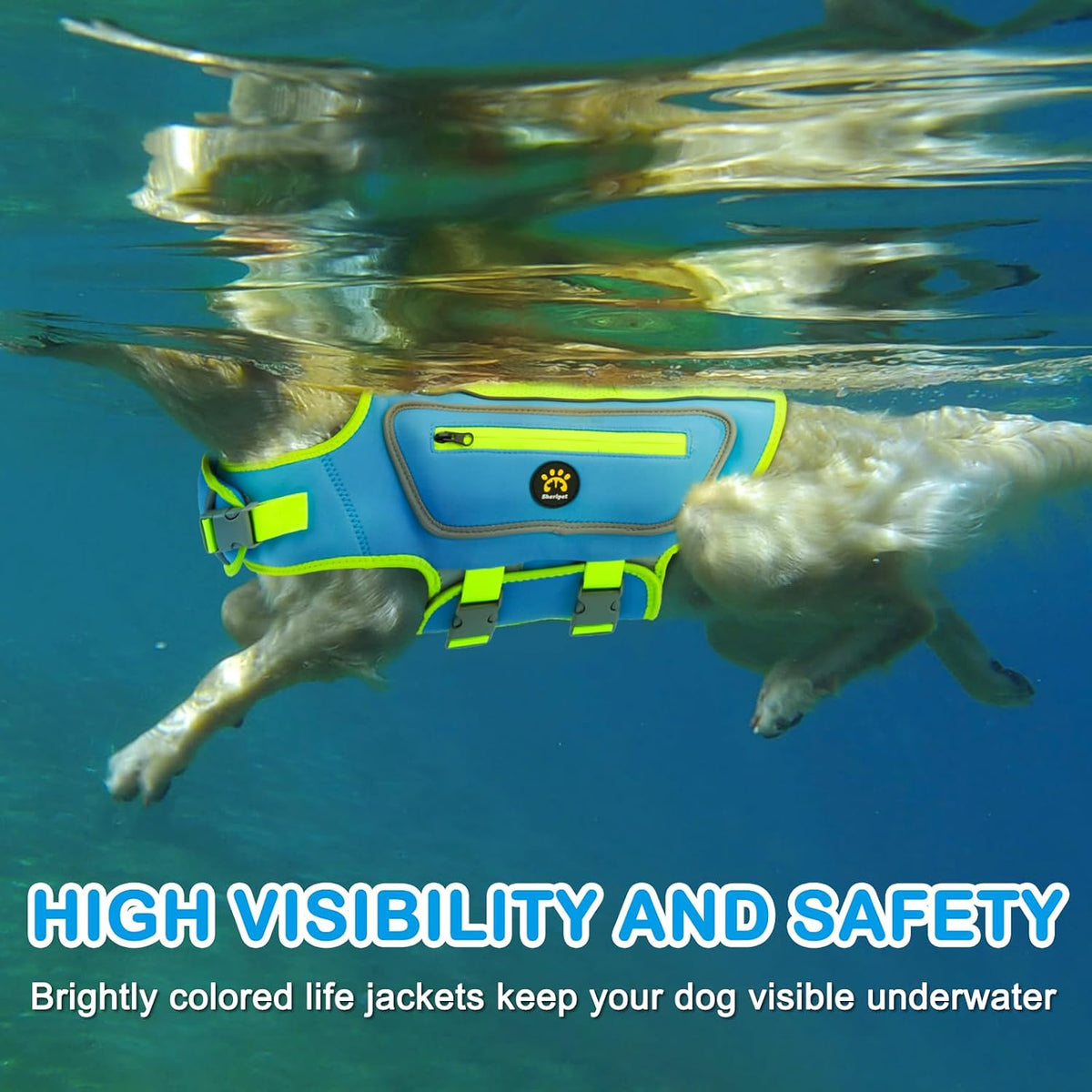 Dog Life Jacket, Good Visibility Pet Swimming Vest for Boating XL