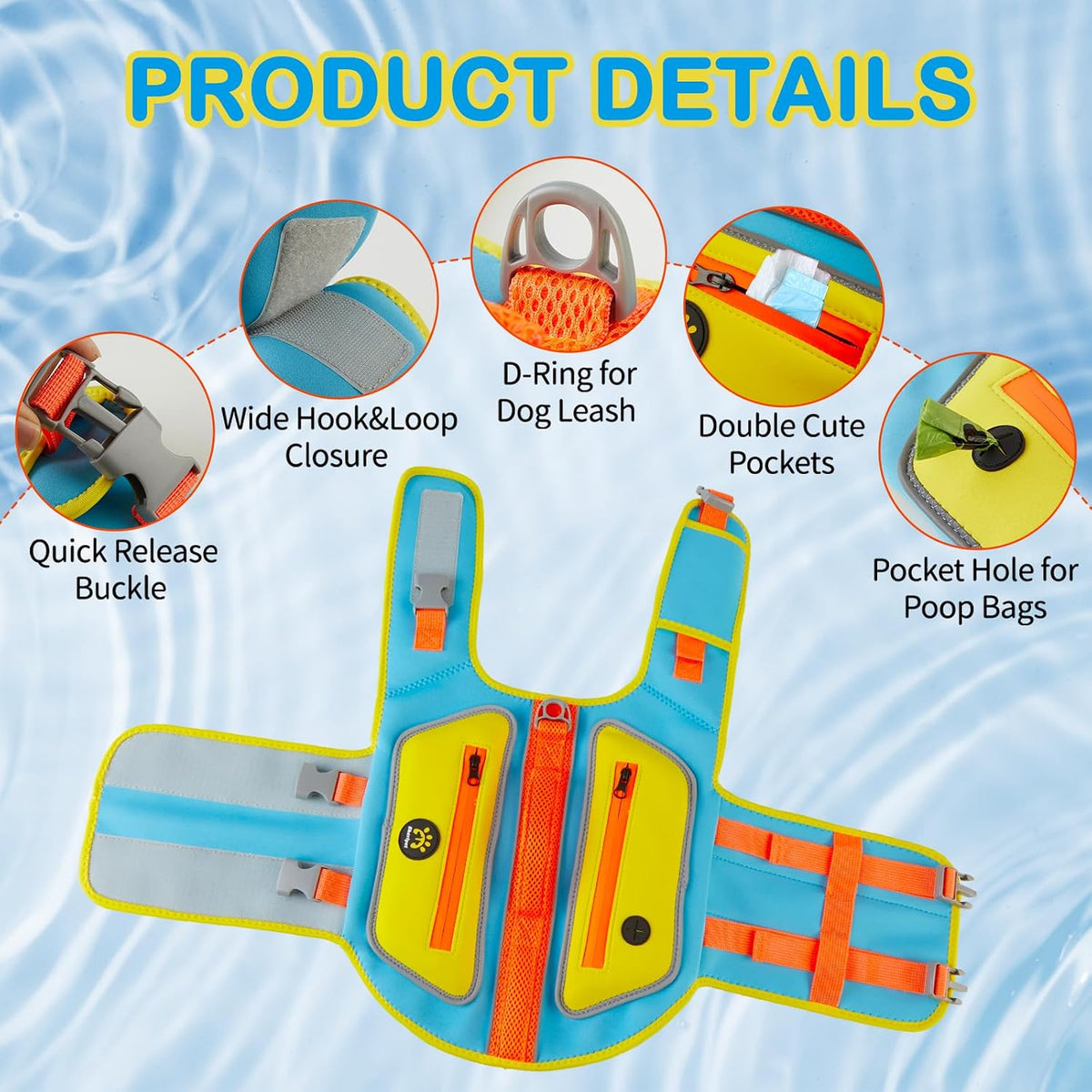 Dog Life Jacket, Good Visibility Pet Swimming Vest for Boating XL