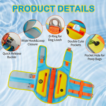 Dog Life Jacket, Good Visibility Pet Swimming Vest for Boating XL